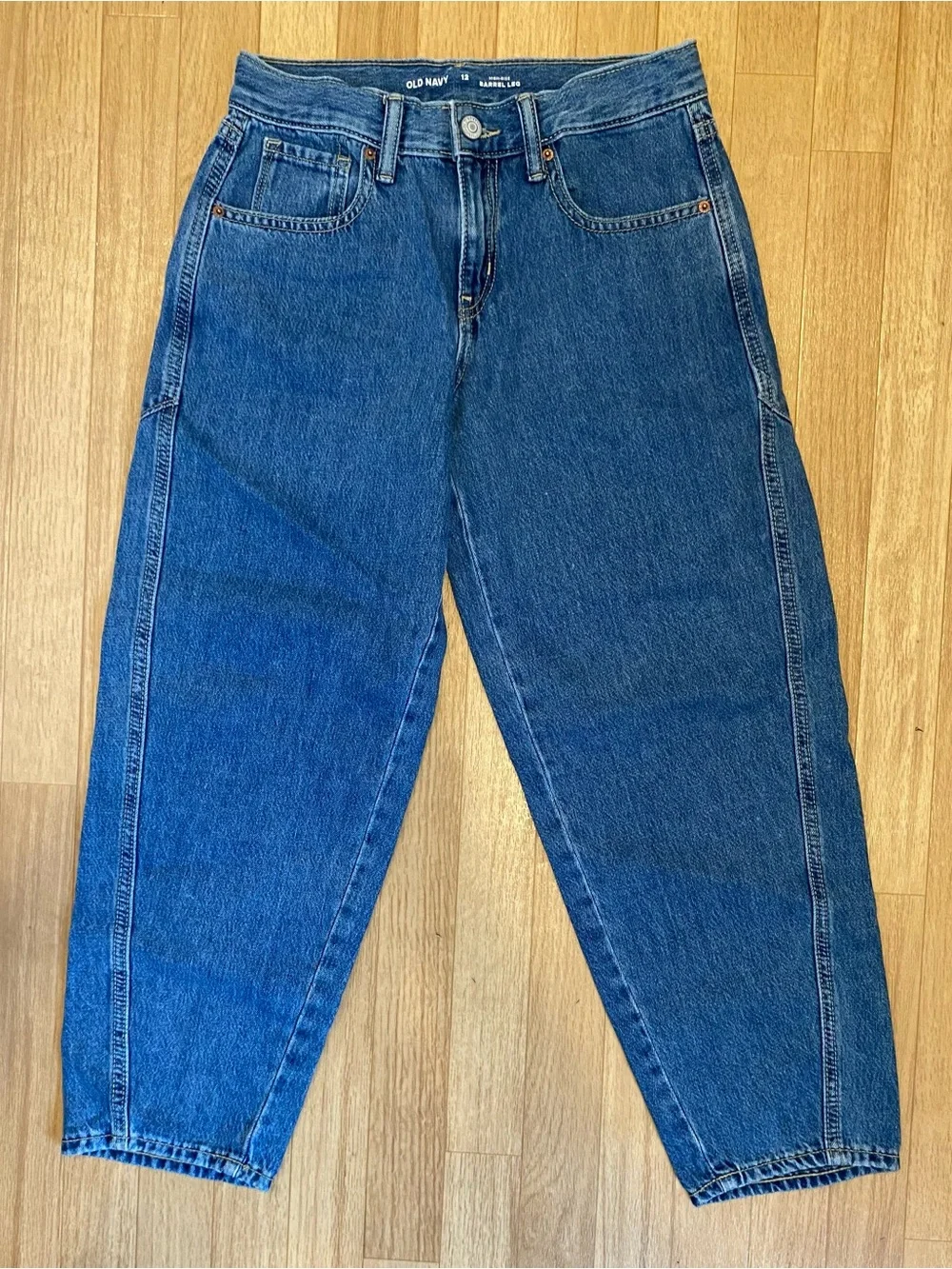 Boys High-Rise Barrel Leg Denim Jeans Size 12
